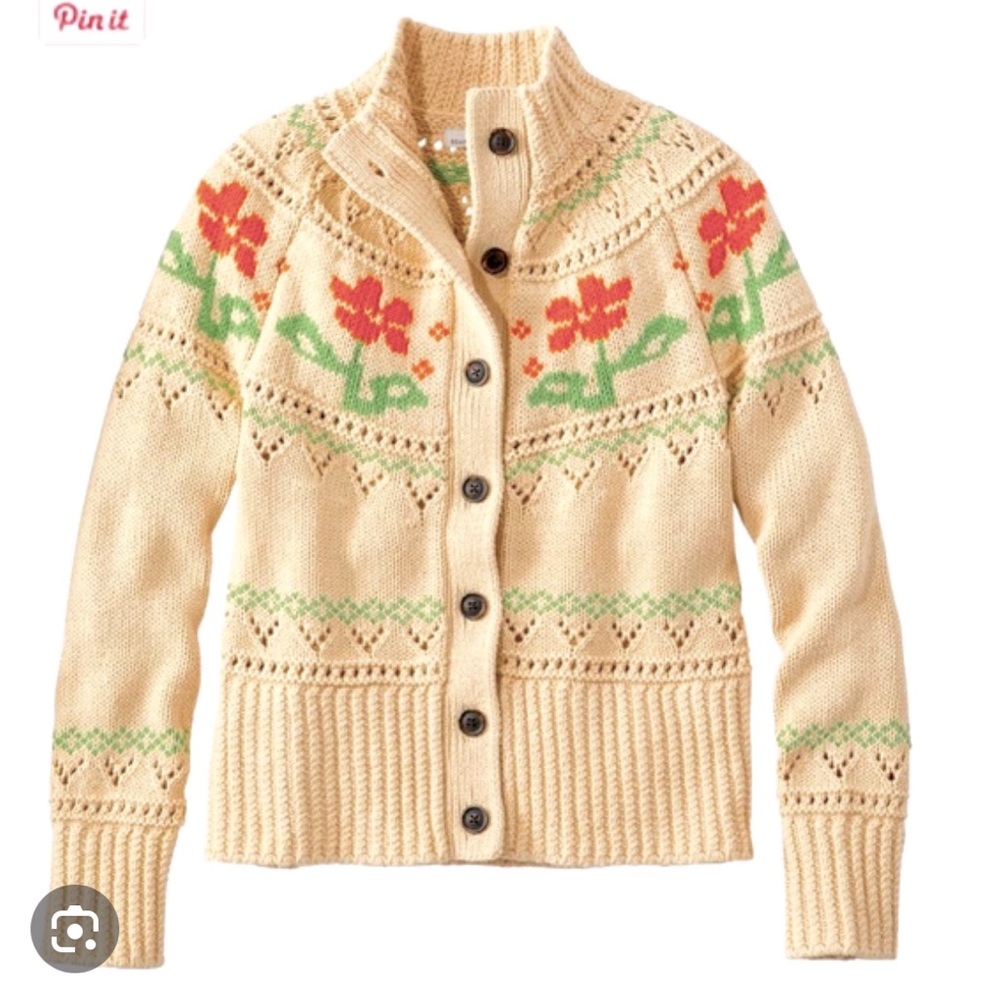 L.L. Bean signature cotton fisherman cardigan size small